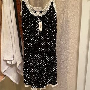 Victoria's Secret Black and White Buttoned Shorty Romper